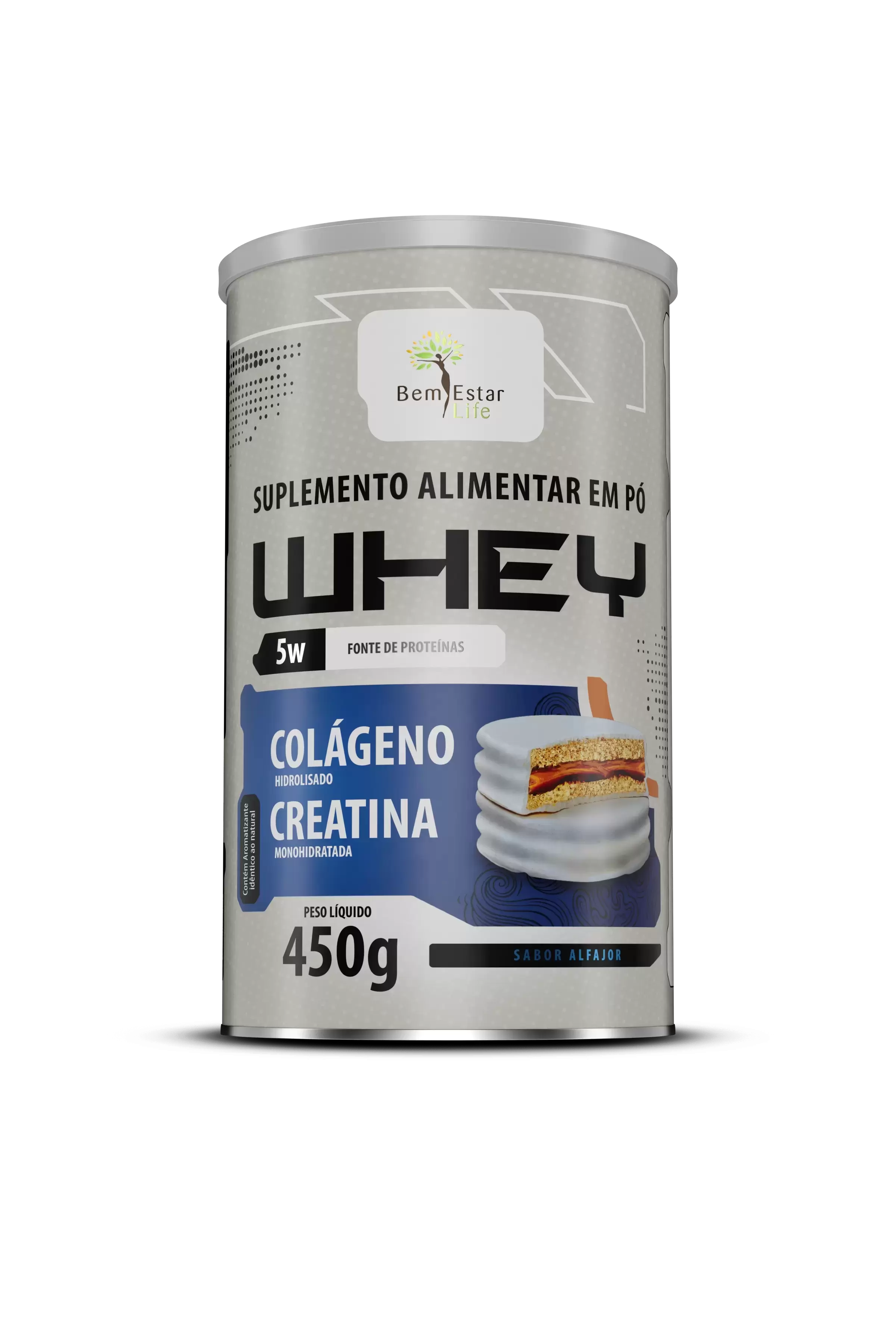 WHEY 5 W- com colágeno + creatina- sabor ALFAJOR